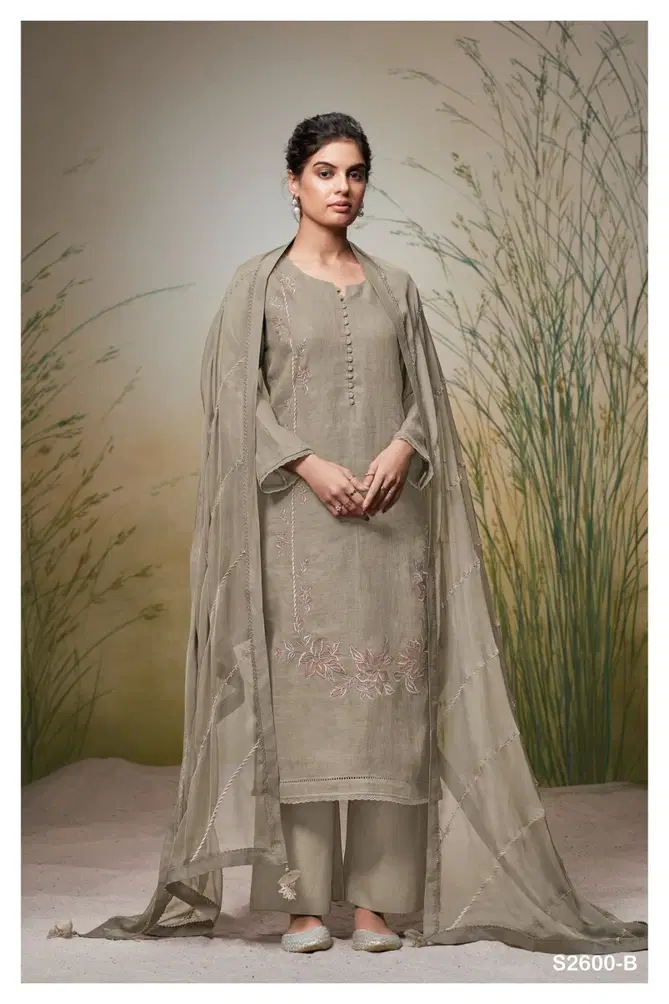 Cielo 2600 By Ganga Embroidery Linen Dress Material Wholesale Price In Surat